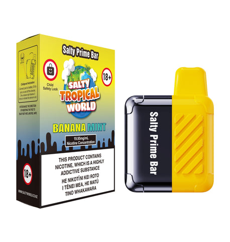 Salty Prime Bar Banana Mint Disposable Vape | Shosha Vape NZ