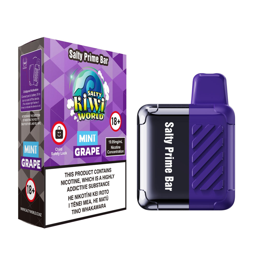 Salty Prime Bar Kit Grape Mint Disposable Vape | Shosha Vape NZ