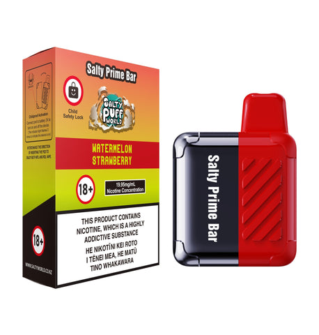 Salty Prime Bar Watermelon Strawberry Disposable Vape | Shosha Vape NZ